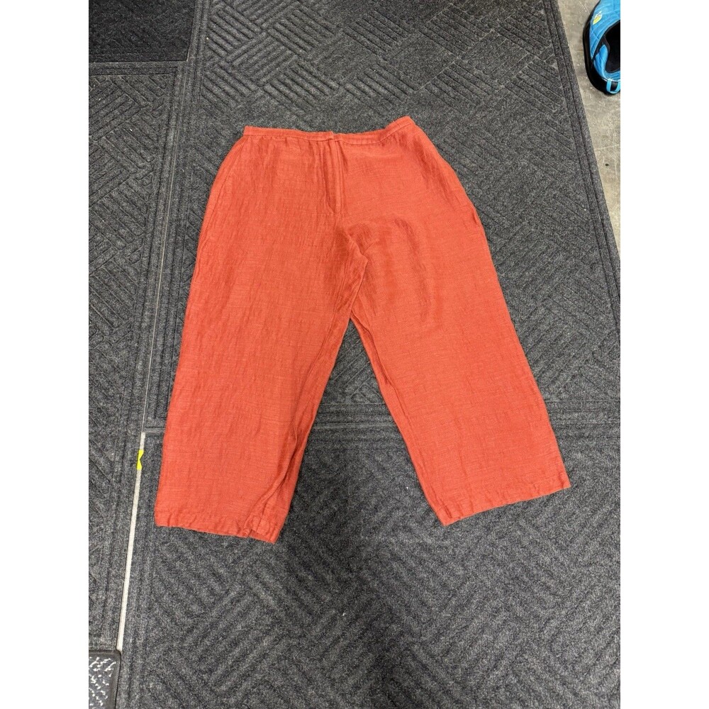 Eileen Fisher Rust Orange Cropped Linen Pants Size Medium Lightweight Comfort